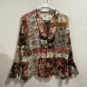 Zara Boho Paisley Printed Blouse size medium